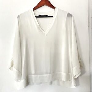 Chic White V-Neck Blouse
